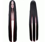 GHK 150cm Bort Long Straight Anime Cosplay Wig Synthetic Hair Land of the Lustrous Hoseki no kuni Middle Part Black Red Woman Wigs