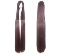 GHK 150cm Straight Super Long Anime Cosplay Wig With Bangs Synthetic Hair Black Blue Purple Red Orange White Wigs For Women Rose Net picture color 1