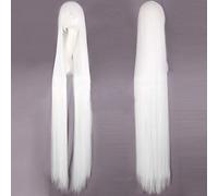 GHK 150cm Super Long Straight Wig Black Blonde White Blue Red Blonde Anime Cosplay Wigs For Women Halloween Costume Synthetic Hair white