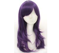 GHK 70cm High Quality Anime Long Wavy Cosplay Wig With Bangs Heat Resistant Synthetic Hair Black Pink Silver Blue Green Woman Wigs purple