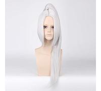 GHK 80cm Anime Fate Grand Order Silver White Black Long Cosplay Wig With Claw Ponytail Synthetic Hair Halloween Costume Wigs For Men silver white