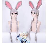 GHK 80cm Zootopia Judy Rabbit Cosplay Wig Long Silver Grey Braided Wigs Hair Anime Costume Heat Resistant Synthetic Fiber