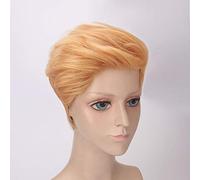GHK Anime Cosplay Wig Short Golden Orange President Donald Synthetic Hair Trump Wigs For Men High Temperature Fiber