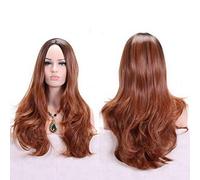 GHK Anime Middle Part Dark Root Black Pink Blue Purple Ombre Wig Synthetic Hair Long Wavy Woman Wigs Cosplay High Temperature Fiber brown