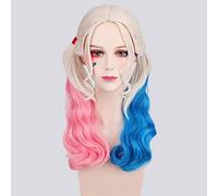 GHK Batman Suicide Squad Harley Quinn Harleen Quinzel Cosplay Wig Synthetic Hair Halloween Costume Ponytail Wigs For Women Perucas PL-600