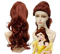 GHK Beauty and the Beast Bella Long Wavy Ponytail Wig Cosplay Costume Synthetic Hair Perucas Halloween Costume Party Wigs For Women
