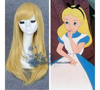 GHK Biamoxer Alice in Wonderland Alice Yellow Golden Cosplay Wig Straight Long Synthetic Hair Costume Party Halloween Party Wigs
