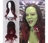 GHK Biamoxer Cosplay Wigs Guardians of the Galaxy Vol. 2 Long Curly Gradient Black Red Synthetic Hair for Adult