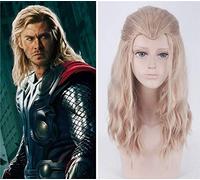 GHK Blonde Brown Mix Curly Long Beauty Tip Widow39s Peak Synthetic Hair The Avengers Thor Odinson Purim carnival propCosplay Wigs