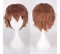 GHK Cheap Synthetic Hair Short Wavy Men Wig Cosplay Black White Blonde Brown Purple Pink Blue Red Orange Gray Silver Anime wigs brown