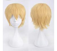 GHK Cheap Synthetic Hair Short Wavy Men Wig Cosplay Black White Blonde Brown Purple Pink Blue Red Orange Gray Silver Anime wigs blonde