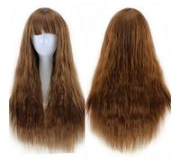 GHK Cheap Synthetic Long Wavy Lolita Wig With Bangs Halloween Costume Brown Wine Red Blonde Yellow Black Cheap Wigs For Women brown