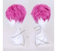 GHK Cosplay Wig The Disastrous Life of Saiki K. Glasses Saiki Kusuo Men Short Rose Pink Synthetic Hair