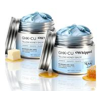 GHK-Cu Copper Peptide Beef Tallow Balm - Whipped Grass Fed Beef Tallow Skin Care with Manuka Honey & Vitamin E, Natural Anti-Ageing Tallow Face Cream (Pack of 2, Beef Tallow)