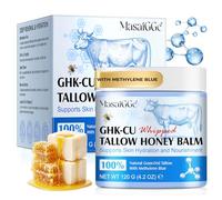 GHK-Cu Copper Peptide Tallow and Honey Balm, GHK-Cu Face Cream,Infused with Whipped Grass-Fed Tallow, Honey & Vitamin E, Face & Body Moisturizer for Dry, Sensitive, Aging Skin