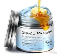 GHK-Cu Copper Peptides Beef Tallow for Skin Care, GHKCu Whipped Grass Fed Beef Tallow and Honey Balm for Face & Body, Moisturizer with Methylene Blue, Manuka Honey & Vitamin E, Deep Hydration 60g