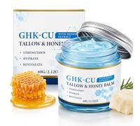 GHK-Cu Copper Peptides Beef Tallow Skin Care Balm, Tallow and Honey Balm, Whipped Grass Fed Beef Tallow with Honey & Vitamin E, Anti-Ageing Face & Body Moisturiser for Dry Sensitive Skin, 60g