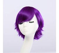 GHK Fahion Cheap Synthetic Short Men's Wig White Purple Blue Yellow Black Silver Grey Green Red Anime Cosplay Wigs For Party 30cm purple