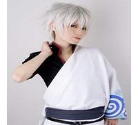 GHK Fashion Cheap Halloween Costume Silver White Short Cosplay Wig Synthetic Hair Fluffy Men Woman Wigs For Party