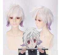 GHK Karneval NAI White Purple Ombre Short Male Wig Cosplay Anime Synthetic Hair Halloween Costume Wigs For Men 30cm
