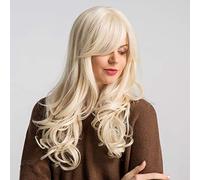 GHK Long Blonde Brown Wavy Wigs With Bangs For Women Synthetic Black Red Female Cosplay Natural Wigs Heat Resistant Fiber Hair Wigs LC188