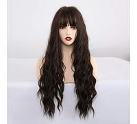 GHK Long Synthetic Wigs Pink Brown Water Wave Curly Cosplay Wigs With Bangs Heat Resistant Fiber for Women Hair Wigs lc222-2
