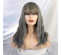 GHK Long Synthetic Wigs With Bangs Mixed Blonde Brown Natural Wave Wigs For White Women Cosplay Wigs Heat Resistant Fiber Wigs lc216
