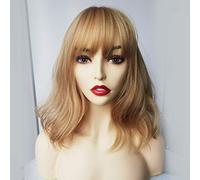 GHK Long Synthetic Wigs With Bangs Mixed Blonde Brown Natural Wave Wigs For White Women Cosplay Wigs Heat Resistant Fiber Wigs lc210-3