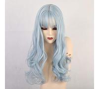 GHK Long Synthetic Wigs With Bangs Mixed Blonde Brown Natural Wave Wigs For White Women Cosplay Wigs Heat Resistant Fiber Wigs lc198-1