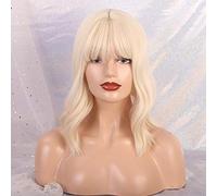 GHK Long Synthetic Wigs With Bangs Mixed Blonde Brown Natural Wave Wigs For White Women Cosplay Wigs Heat Resistant Fiber Wigs lc210-2