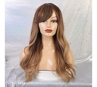 GHK Long Wavy Mixed Brown Ash Blonde High Density Temperature Synthetic Wigs For Black/White Women Glueless Wavy Cosplay Hair Wig lc218