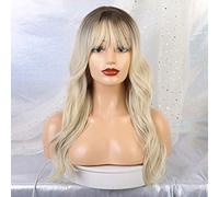 GHK Long Wavy Mixed Brown Ash Blonde High Density Temperature Synthetic Wigs For Black/White Women Glueless Wavy Cosplay Hair Wig lc215