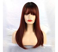 GHK Long Wavy Synthetic Wigs With Bangs For Women African American Cosplay Wigs Mixed Blonde Brown Natural Heat Resistant Fiber Wigs lc201