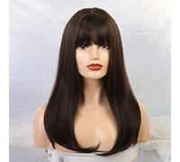 GHK Long Wavy Synthetic Wigs With Bangs For Women African American Cosplay Wigs Mixed Blonde Brown Natural Heat Resistant Fiber Wigs lc167-5
