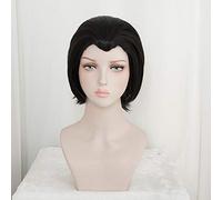GHK New Chinese Ancient Costume Short Black Wig Cosplay Costume Men Women Synthetic Hair Wigs For Halloween Party With Beauty Tip