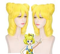 GHK Pripara Minami Mirei Anime Cosplay Wig With Double Buns Synthetic Hair Halloween Costume Meddium Long Wavy Yellow Woman Wigs
