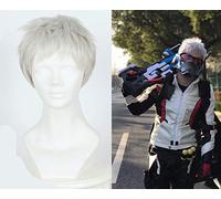 GHK Soldier 76 silver short wig Comic-con Soldier 76 Cosplay Silver Grey Hair Fancy Costumes Game OW