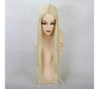 GHK Synthetic Wig Blonde Long Straight Wigs for Woman Cosplay Natural Wigs Light Gold Middle Part Heat Resistant Fiber Wigs