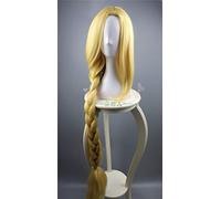 GHK Tangled Cosplay Wig Princess Rapunzel Long Braids Artificial Flowers Headwear Women Blonde Synthetic Hair Adult
