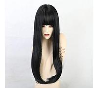 GHK Woman Long Wavy Wigs With Bangs Black Cosplay Wigs Natural Synthetic Wigs High Temperature Resistant Fiber Wigs