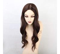 GHK Women Cosplay Wigs Long Wave Wigs With Natural Hairline Middle Part Brown Synthetic Hair Heat Resistant Fiber Wigs