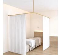 GHKFEJGDEN Gold Wall Divider Curtain Rod, Beauty Salon Partition Privacy Screen, Partition Room Dividers Pole, for Dividing Room Hanging Curtains,B,without curtain