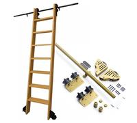 GHKFEJGDEN Library Track Rail Sliding Barn Door Hardware Track Rolling Kit, 3.3-24ft Ladder Track Kit for Loft Office, Mobile Ladder Rails Kit, Slide Roller System, (no Ladder)(24ft/732cm Track kit)