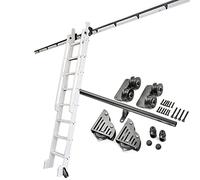 GHKFEJGDEN Rolling Ladder Hardware Library Sliding Ladder Hardware Kit 3.3ft-20ft Round Track/Rail (No Ladder), Black Mobile Ladder Track with Floor Roller Wheels (Size : 10ft/300cm Track kit)