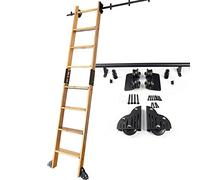 GHKFEJGDEN Round Tube Mobile Ladder Track with Floor Roller Wheels, 3.3Ft-20Ft Black Ladder Hardware Library Sliding Ladder Hardware Kit (No Ladder)/16Ft/500Cm Track Kit