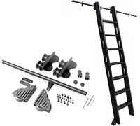GHKFEJGDEN Sliding Hardware Rustic Black Rolling Library Track(No Ladder) kit, Sliding Barn Door Kit 3.3ft-20ft, Round Tube Mobile Ladder Track for Home/Indoor/Loft (Size : 16ft/500cm) (16ft/500cm)