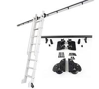 GHKFEJGDEN Sliding Ladder Kit Rolling Library Ladder Rail Track | Rolling Ladders for Bookshelf Warehouse Bar Closet Set Mobile Ladder Hardware Kit, with Floor Roller Wheels (Without Ladder)