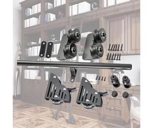 GHKFEJGDEN Sliding Library Ladder Hardware Kit with Upper Roller, Slide Roller System, Mobile Track Rail for Library Loft Rolling Ladder Track Rail Track Kit (Without Ladder)(20ft/610cm Track kit)