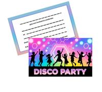 GHKJOK 20 Disco Party Invitation Cards, Double-Sided, 15 x 9 cm