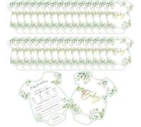 GHKJOK 30 Pack Baby Shower Prediction & Advice Cards, Sage Green Floral